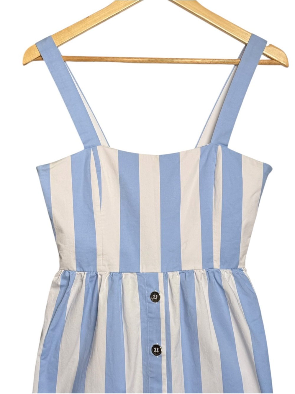 UTERQUE Pin Stripe Fit N Flare Midi Dress Size Small 26 Sleeveless Blue White - Picture 3 of 16